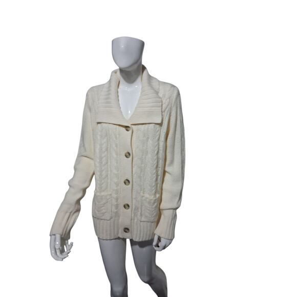 St John's Bay Chunky Womens size Medium Cable Knit Grandpa Fisherman Sweater - Picture 4 of 13